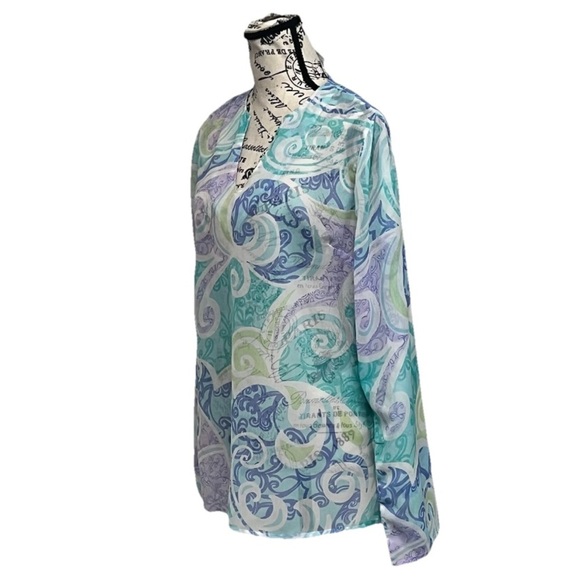 Vtg Retro Y2k Metro style Paisley Sheer Tunic Blouse Hippie Boho Peasent Fairy - Picture 2 of 8